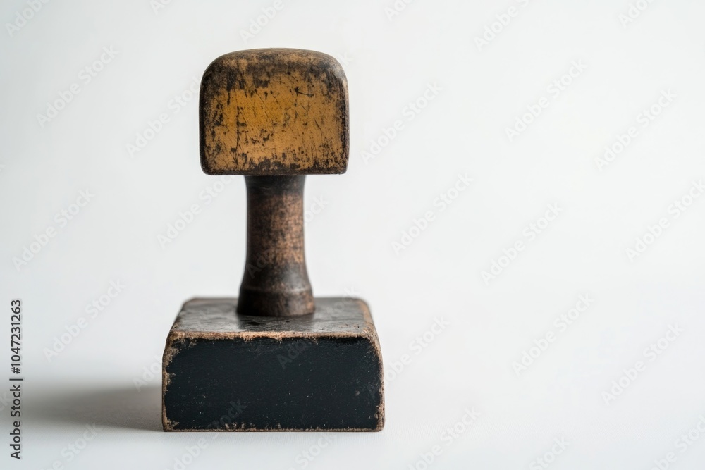 Poster a wooden block with a hammer on top