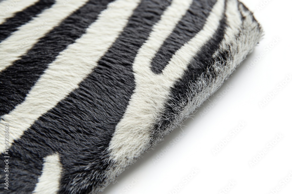 Poster close-up shot of a zebra print rug on a white background