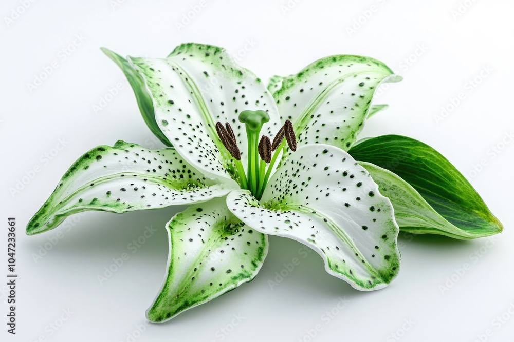 Poster a detailed view of a single flower on a clean and pure white background, perfect for highlighting th