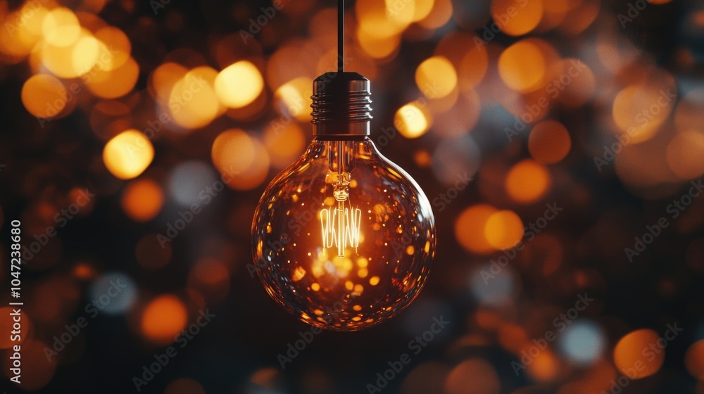 Poster A light bulb hangs from a string