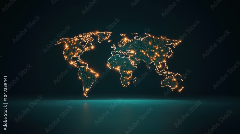 Poster a world map illuminated with glowing lines, symbolizing the global connectivity enabled by fast inte