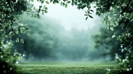 Fototapeta premium A blurry image of a natural landscape with obscured details, emphasizing the vastness and mystery of nature and encouraging the viewer to explore the scene with their imagination.