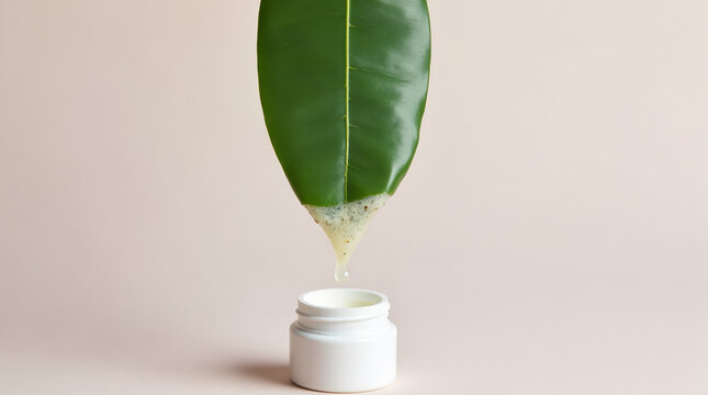 plant concept transforming into natural vegan organic cosmetic