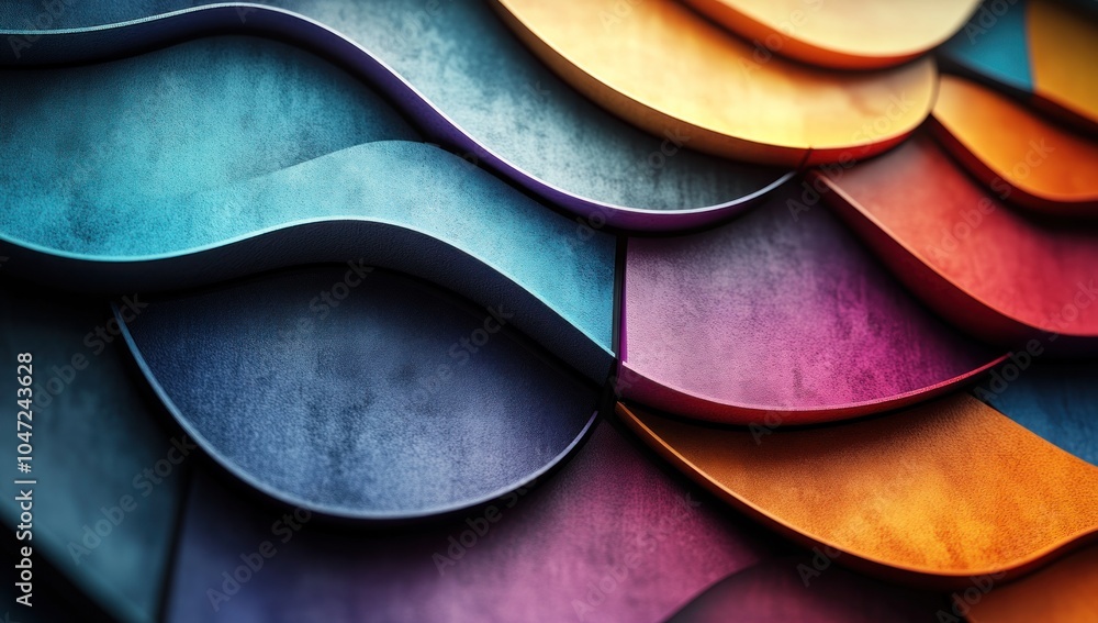 Poster abstract colorful wave patterns with a textured surface.