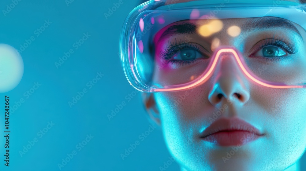 Poster a person using a virtual reality headset to simulate surgery, showcasing the use of technology in me