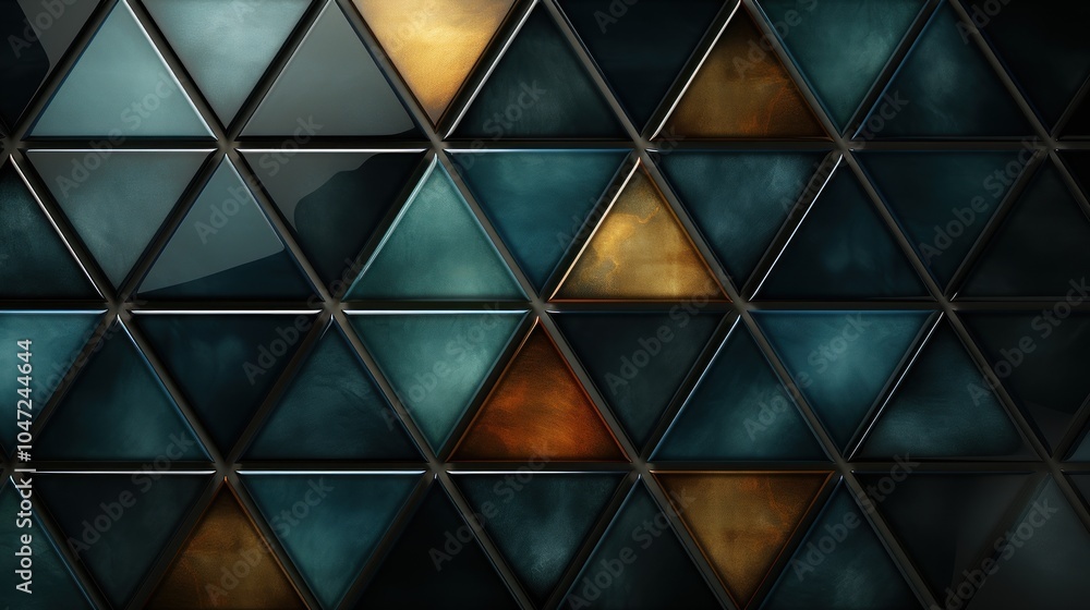 Poster Abstract geometric pattern with triangular shapes and a blend of colors.