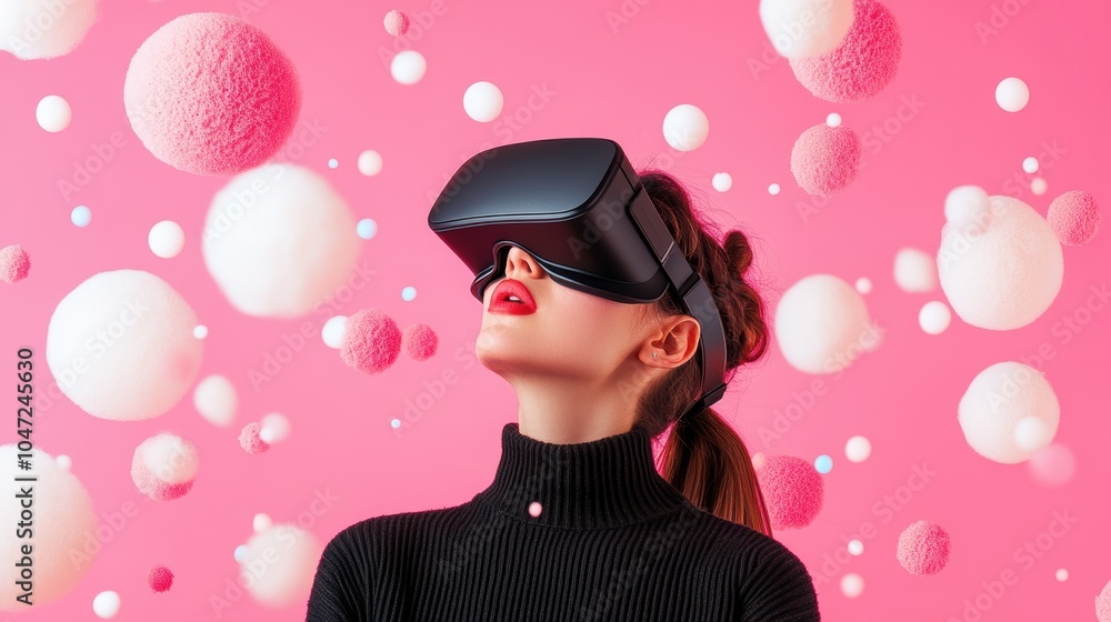 Poster a person using a virtual reality headset to interact with a virtual world, highlighting the potentia