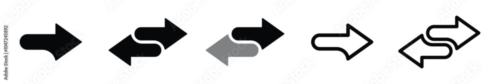 Poster double arrow icons in four direction concepts. swap icon with two arrows signs. exchange vector icon