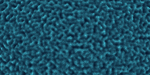 Abstract background from blue chaotic size dots on dark  blue. Dotted concept with texturing effect. Banner for business, science and technology data analytics.
