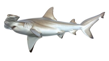 Fototapeta premium A hammerhead shark with a flattened head and wide eyes