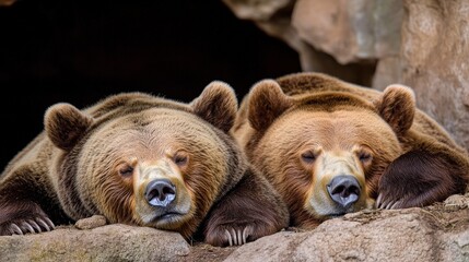 Obraz premium Bears Resting Together in Natural Habitat