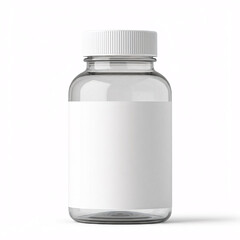 white plastic bottle mockup with white label on white background