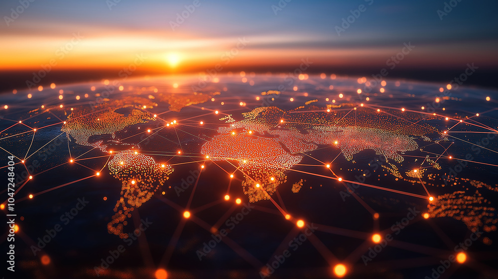 Aufkleber chic visualization of interconnected business hubs with a seamless data flow