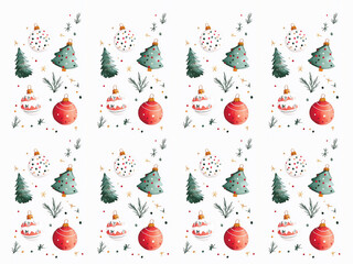 Christmas seamless pattern, New Year's and Christmas festival seamless pattern in a 2D doodle illustrator style