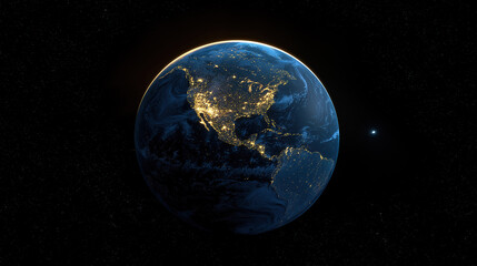 Fototapeta premium Chic visualization of Earth illuminated at night with interconnected global networks