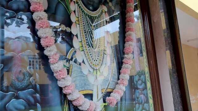 Isolated Statue of Hindu Lord Shrinathji the holy little krishna in Meditation from unique angle