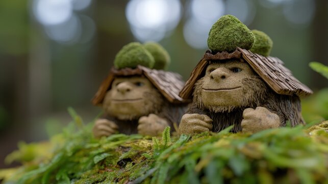 Smiling Forest Trolls with Mossy Roofs