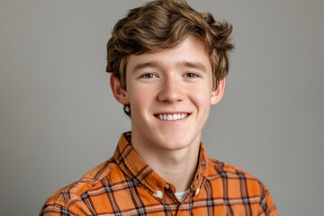 Portrait of smiling white cute teenage boy