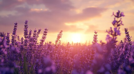Obraz premium A soft breeze blowing through a field of lavender, symbolizing peace of mind and holistic mental health,