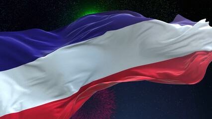 Los Altos flag - Waving flag on celebrating fireworks for national holiday day. Ceremony for...