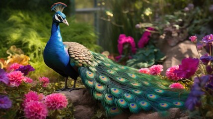 Obraz premium Peacock in a Garden
