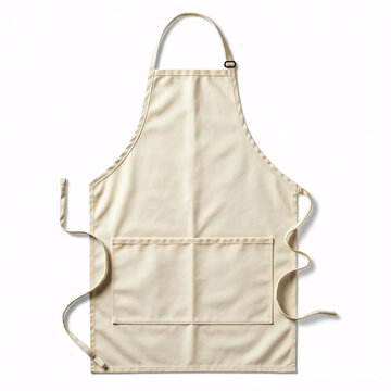 blank beige canvas apron mockup isolated on white background