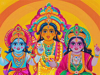 Fototapeta premium Colorful Krishna Janmashtami festival background
