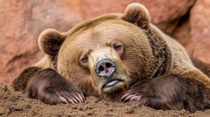Obraz premium Bears Sleeping Peacefully in Natural Habitat
