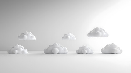 Minimalist white clouds on a soft gray background