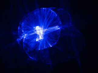 abstract blue laser light with interference pattern