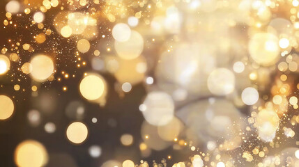 Ethereal Golden Bokeh Background with Glowing Light Particles and Dreamy Atmosphere