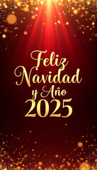 celebration card number 2025 adorned on a red gold background