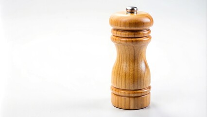 Wooden pepper shaker on white background