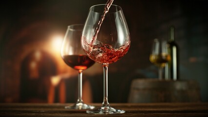 Detail of Red Wine Pouring.