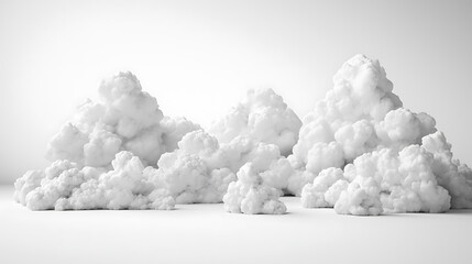 Soft, fluffy white clouds in a minimalist setting