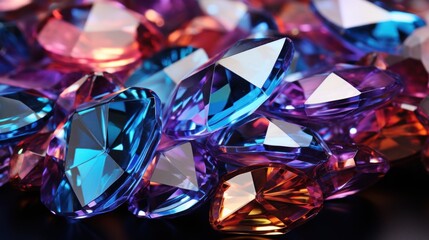 A vibrant collection of colorful gemstones glistening under light.