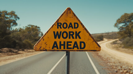 Road Work Ahead Sign: A Safety Warning Indicating Upcoming Construction and Road Maintenance Activities.