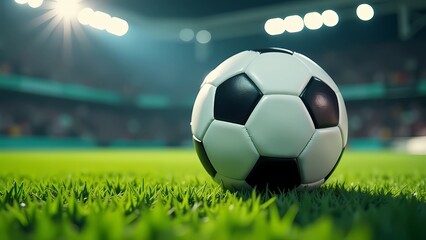 Fototapeta premium A soccer ball on the field. Type of sport. Sport and health.