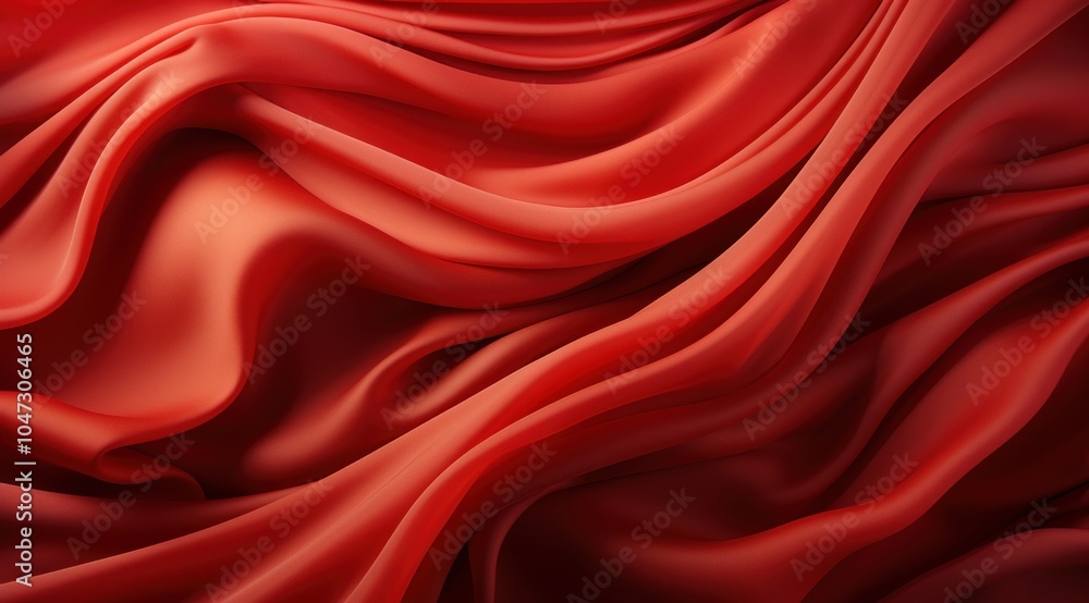 Poster a close-up of flowing red fabric, showcasing its smooth texture and elegant draping.