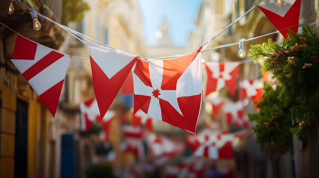 Festive Display of the Malta Flag at a Vibrant Cultural Festival, Embracing Local Traditions and Community Spirit