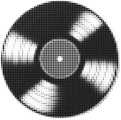 Classic Vinyl Record in Retro Halftone Style