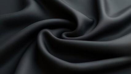 Fototapeta premium Featuring the intricate texture of black fabric, with soft, rich material, delicate ripples, and subtle shadows, highlighting the elegance and simplicity of a modern design.