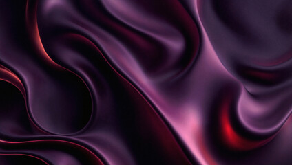 Obraz premium Abstract digital art featuring fluid curves in deep purple and crimson tones. Smooth, silk-like waves create a mesmerizing play of light and shadow, perfect for luxury branding or high-end design proj