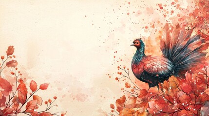 Vibrant Bird Against Autumn Background