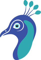 Peacock icon vector, color graphic, Peacock logo vector, animal of Peacock head vector illustration design.