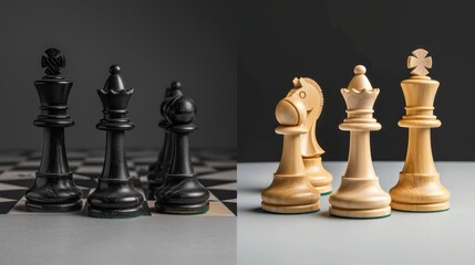 Black and White Chess Pieces on a Chessboard