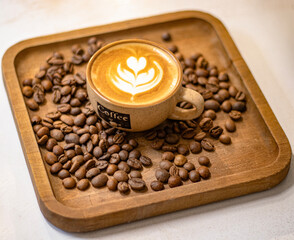 cup of coffee with beans
