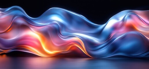 Abstract waves of color and light create a dynamic visual flow.