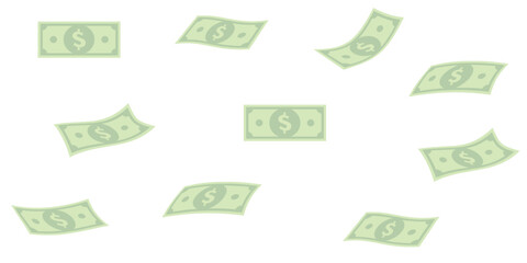 Money cash, dollar banknotes rain. Fly stack of paper, falling green bill. Financial payment, lottery win. Wealth and finance success.