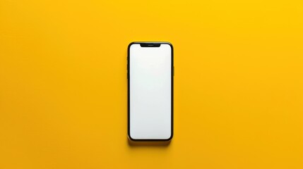 Smartphone with Blank Screen on a Yellow Background